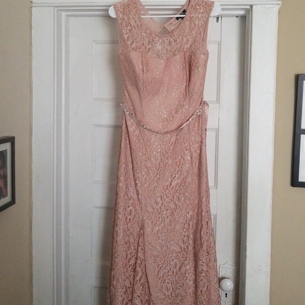 Pink silver lace gown sequin hearts by mymichelle